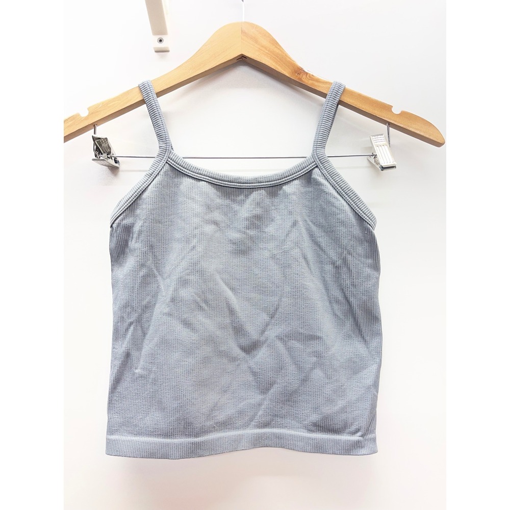 LVBY Women Light Blue Ribbed Seamless Cropped Camisole Tank Top XS 8410MLV